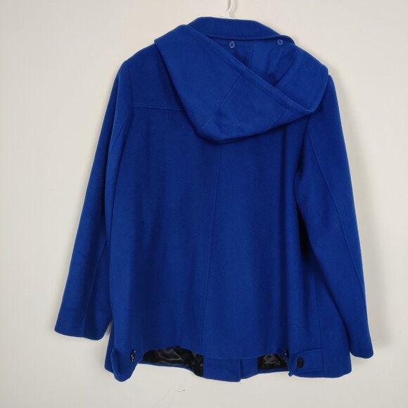 Portrait Women's Coat Size 2X Blue Wool Hooded Jacket Business Casual Office - Picture 4 of 9